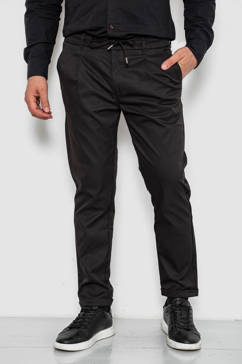 Штани чоловічі класичні однотонні, колір чорний, 157RU02-012