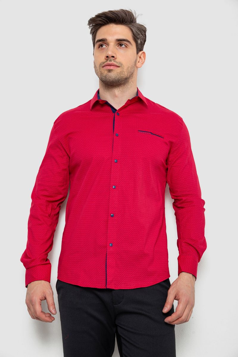 Сорочка чоловіча з принтом, колір червоний, 214R7094-1