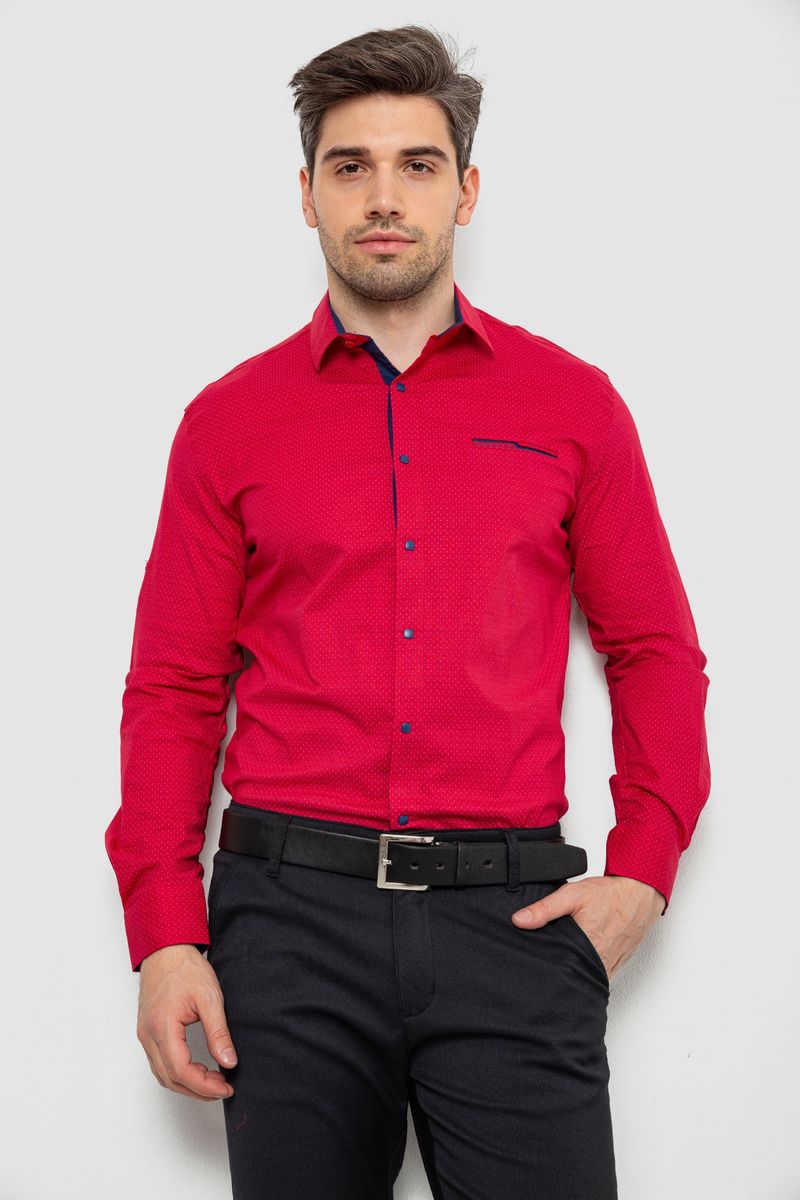 Сорочка чоловіча з принтом, колір червоний, 214R7094-1