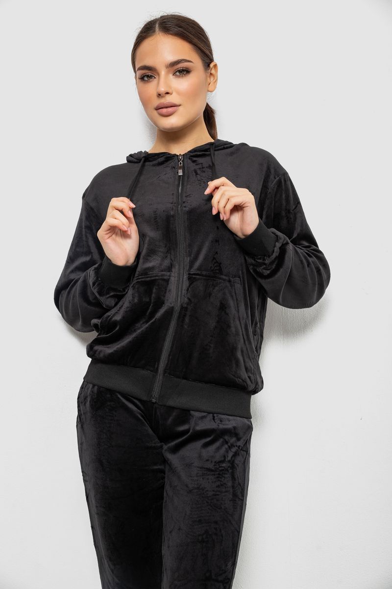 Спортивний костюм жіночий велюровий, колір чорний, 244R9135
