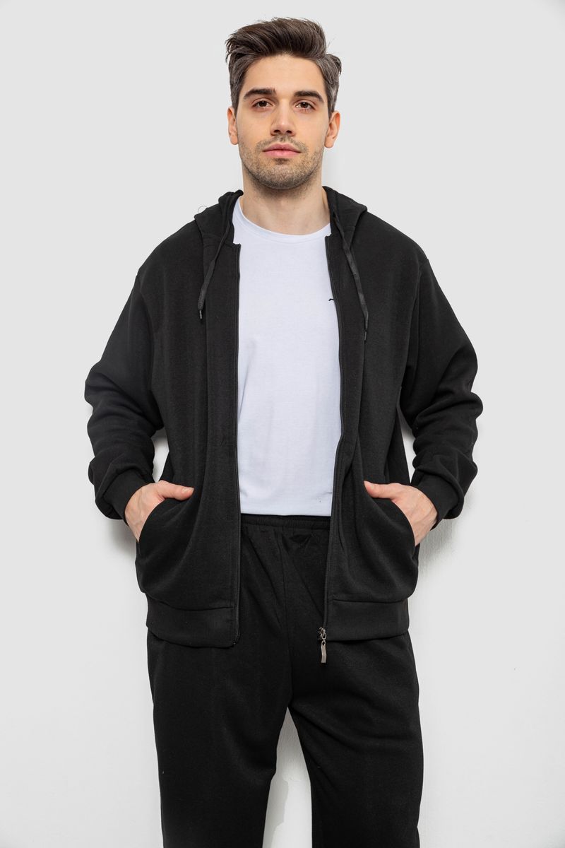 Спортивний костюм чоловічий на флісі, колір чорний, 244R917