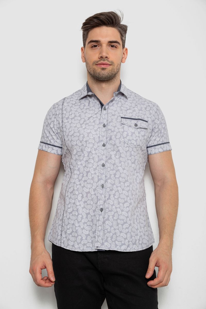 Сорочка чоловіча з коротким рукавом, колір сірий, 214RG601