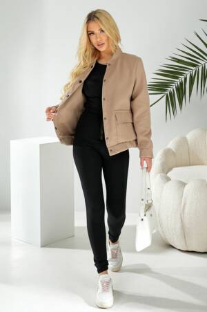 Бомбер жіночий штучний кашемір, колір бежевий, 257R325