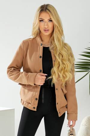 Бомбер жіночий штучний кашемір, колір темно-бежевий, 257R325