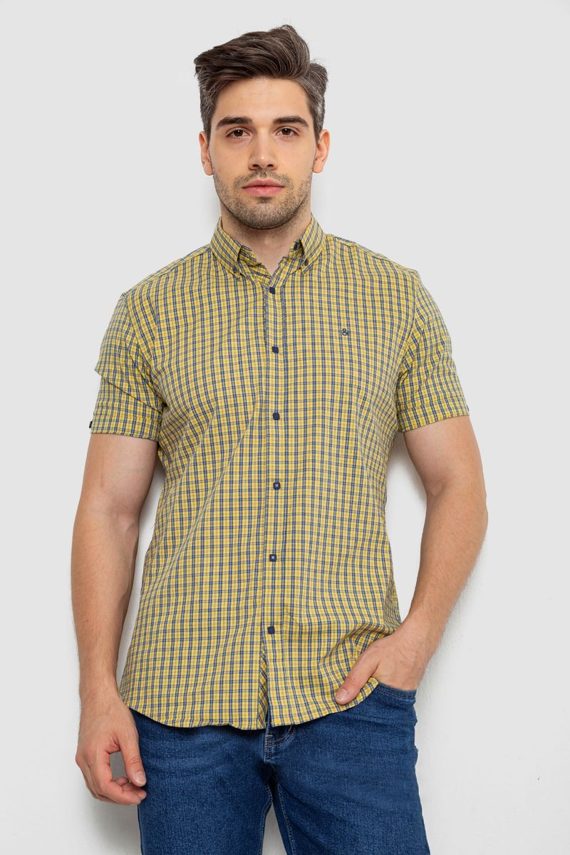 Сорочка чоловіча в клітку, колір жовтий, 214R2445
