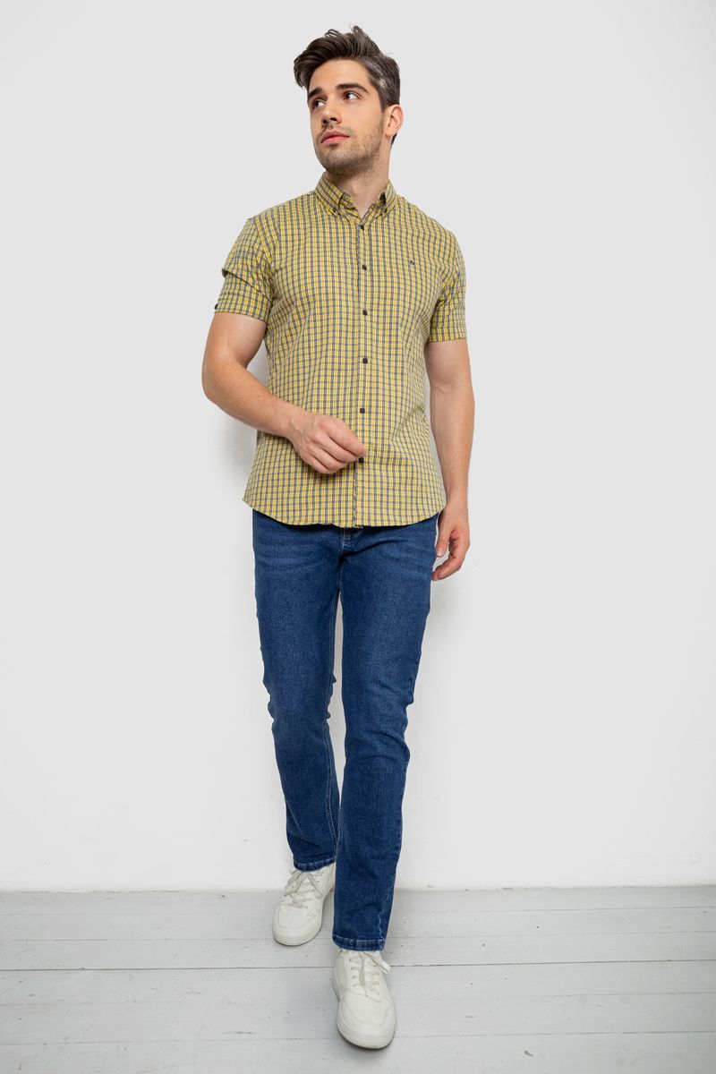 Сорочка чоловіча в клітку, колір жовтий, 214R2445