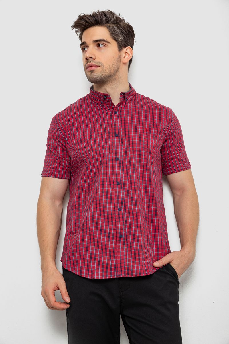 Сорочка чоловіча в клітку, колір червоний, 214R2445