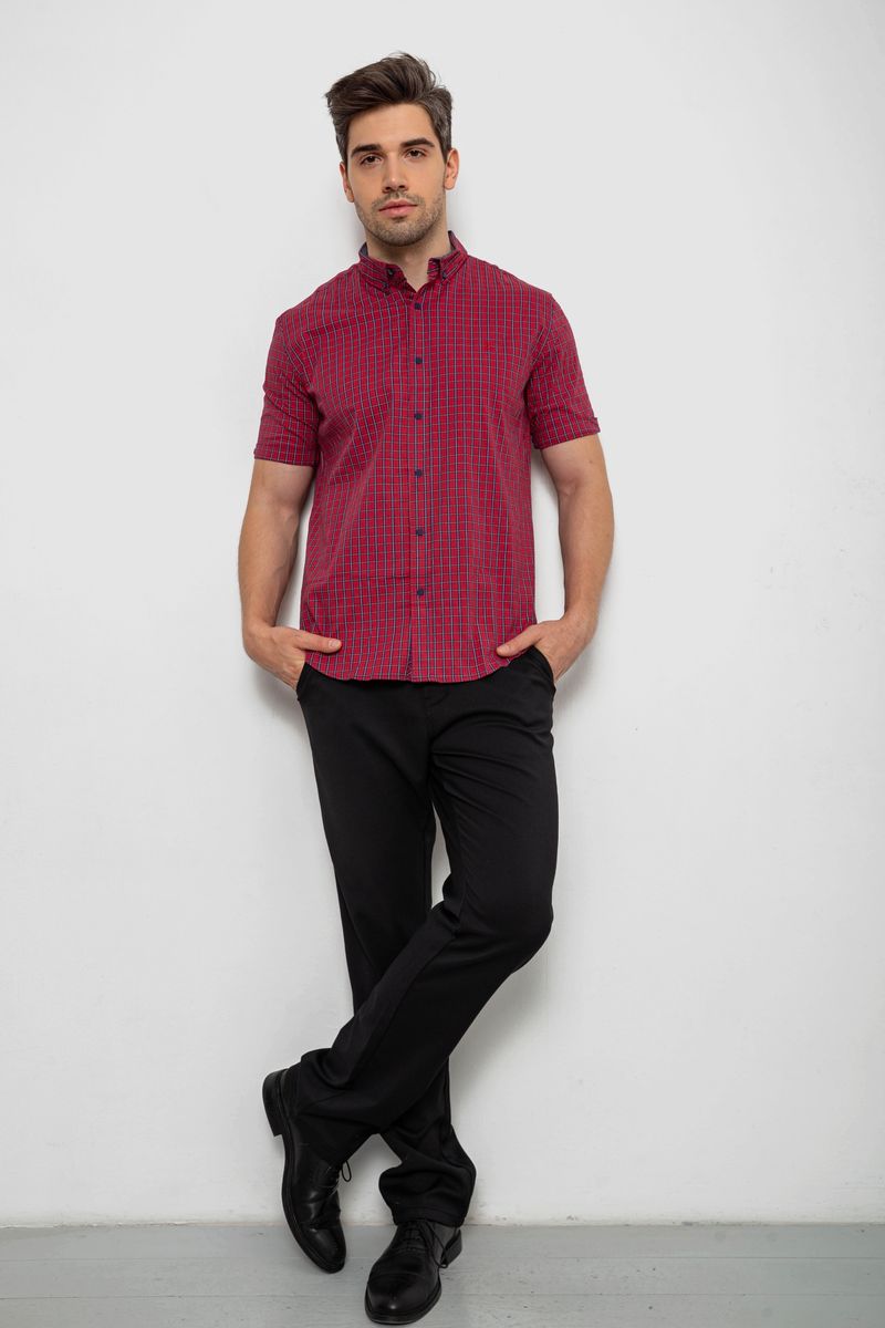 Сорочка чоловіча в клітку, колір червоний, 214R2445