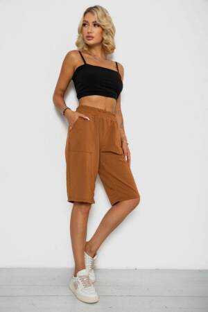 Шорти жіночі однотонні, колір коричневий, 238R119