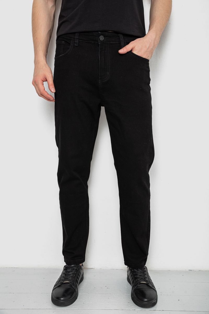 Джинси чоловічі однотонні, колір чорний, 244R8527-1