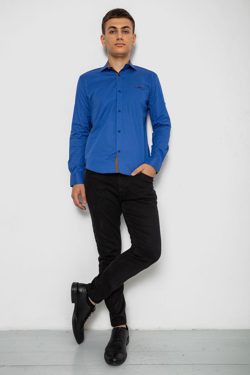 Сорочка чоловіча з принтом, колір електрик, 214R7040