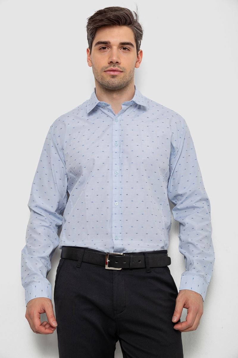 Сорочка чоловіча з принтом, колір блакитний, 214R813