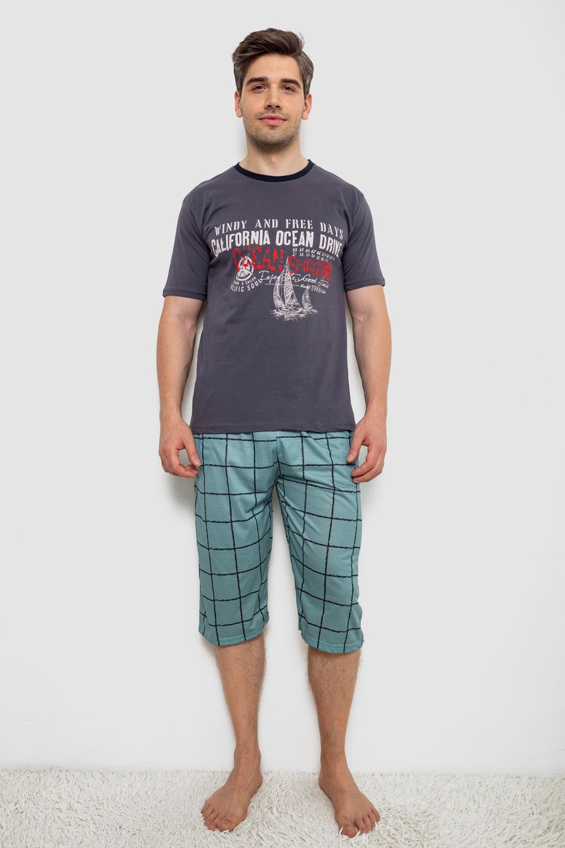 Піжама чоловіча з принтом, колір сірий, 243R2011
