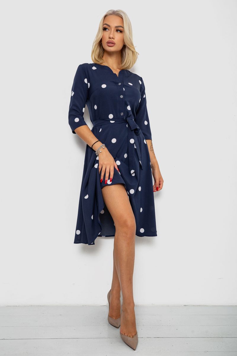 Сукня софт з принтом у горох, колір синій, 230R1011-6