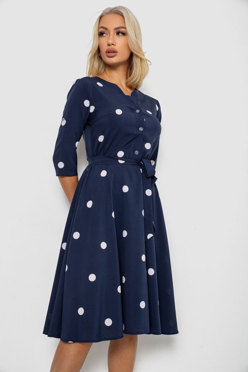 Сукня софт з принтом у горох, колір синій, 230R1011-6 - Зображення 3