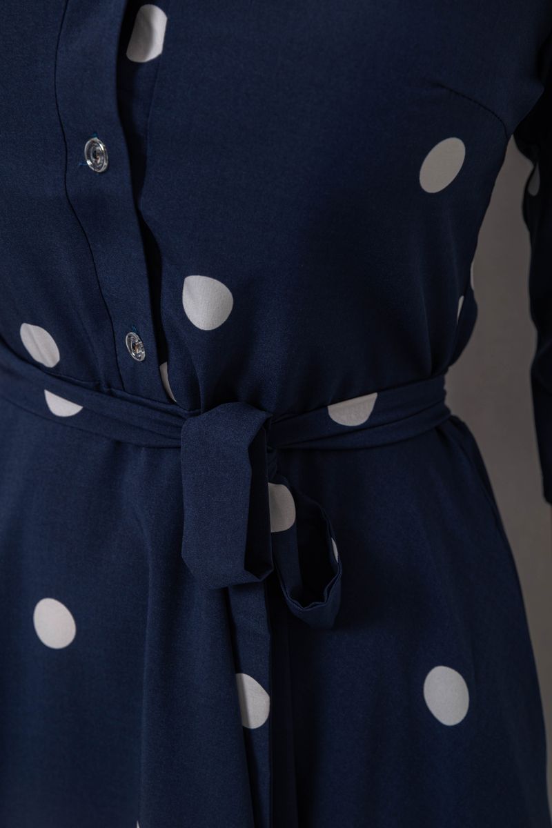 Сукня софт з принтом у горох, колір синій, 230R1011-6 - Зображення 5