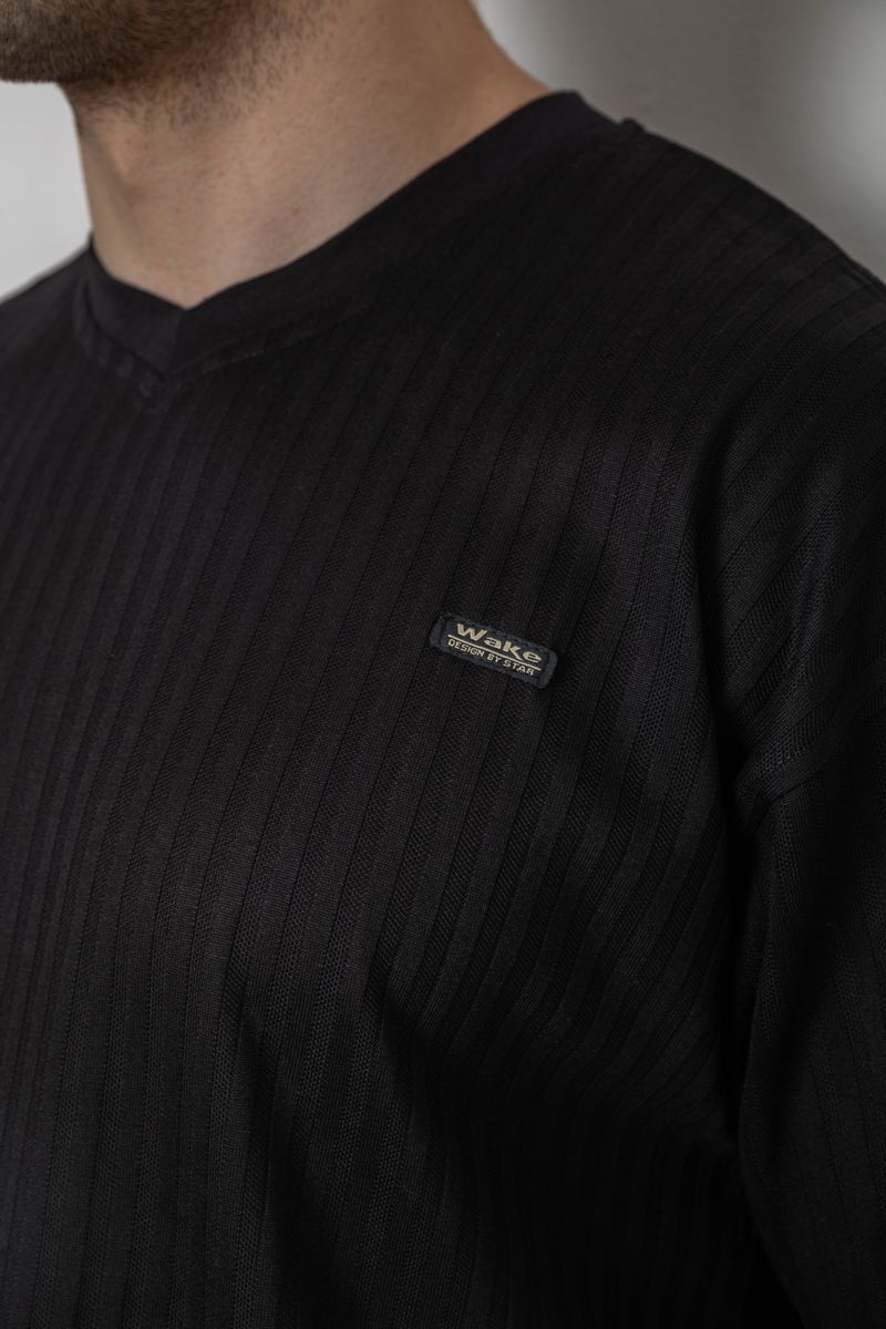 Футболка чоловіча однотонна 247R3140, колір чорний, 244R3140 - Зображення 5