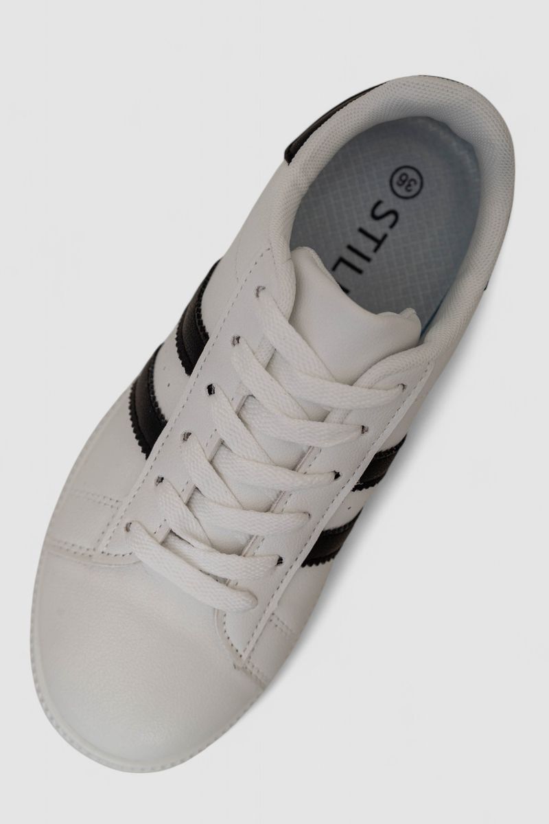 Кросівки жіночі шкіра, колір біло-чорний, 248RL2420-5