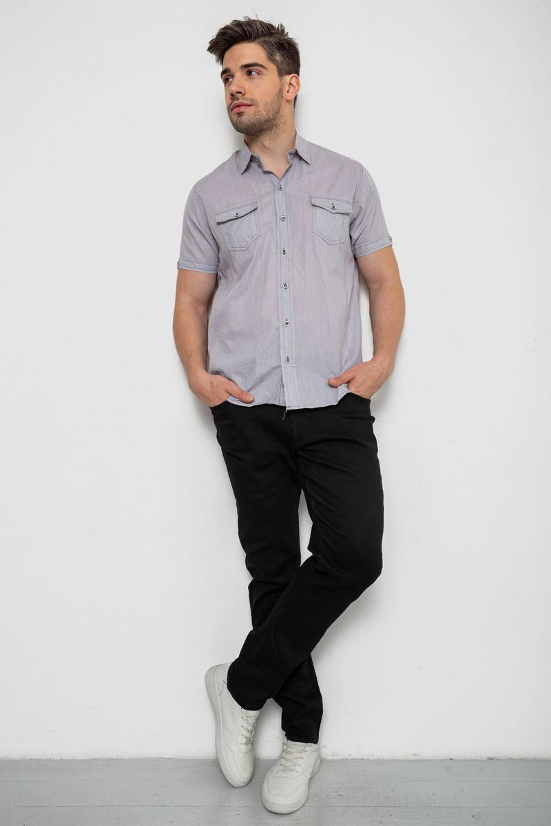 Сорочка чоловіча однотонна, колір сірий, 214R532