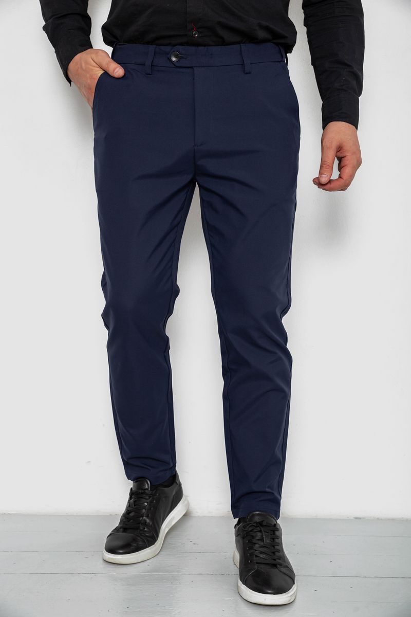 Штани чоловічі класичні однотонні, колір синій, 157RU06-006