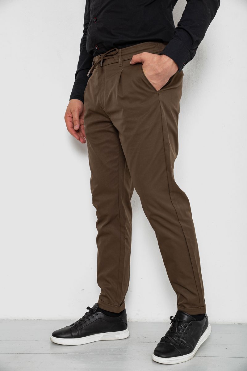 Штани чоловічі класичні однотонні, колір коричневий, 157RU02-016
