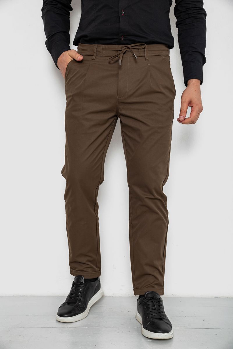 Штани чоловічі класичні однотонні, колір коричневий, 157RU02-016