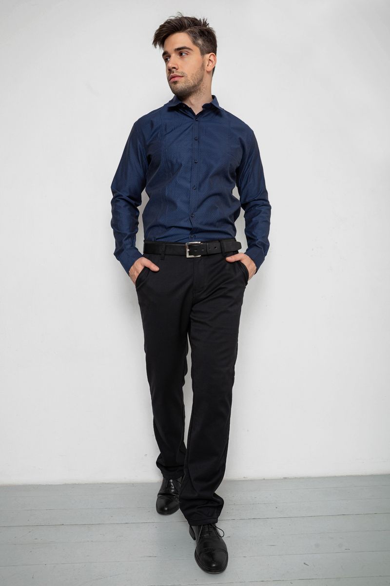 Сорочка чоловіча з довгим рукавом, колір темно-синій, 214R837
