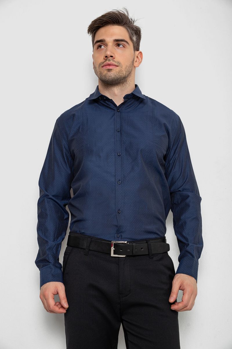 Сорочка чоловіча з довгим рукавом, колір темно-синій, 214R837