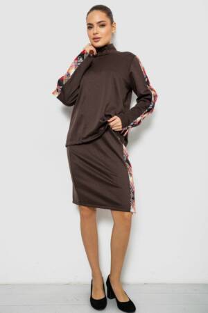 Костюм жіночий, колір коричнево-червоний, 257R322-3