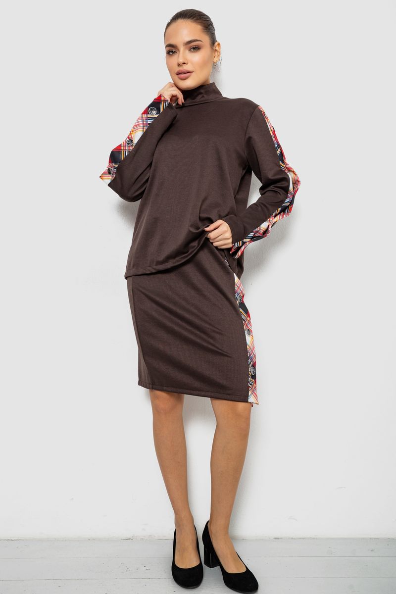 Костюм жіночий, колір коричнево-червоний, 257R322-3