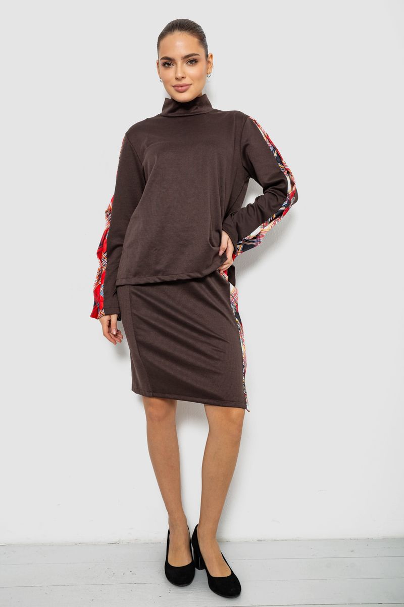 Костюм жіночий, колір коричнево-червоний, 257R322-3