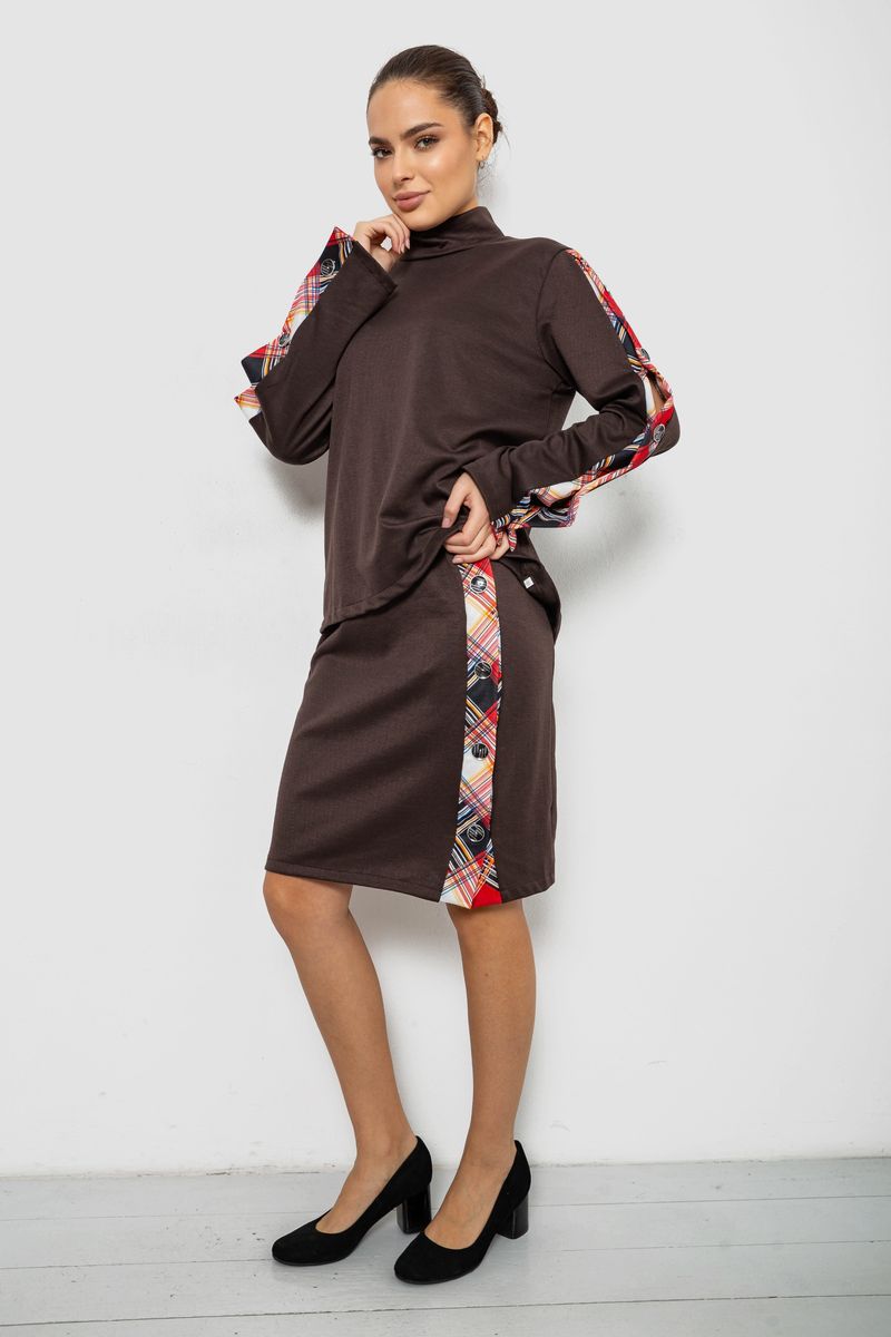 Костюм жіночий, колір коричнево-червоний, 257R322-3 - Зображення 4