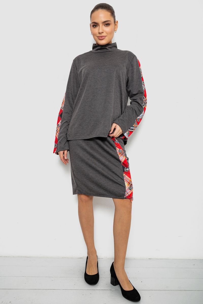 Костюм жіночий, колір сіро-червоний, 257R322-3