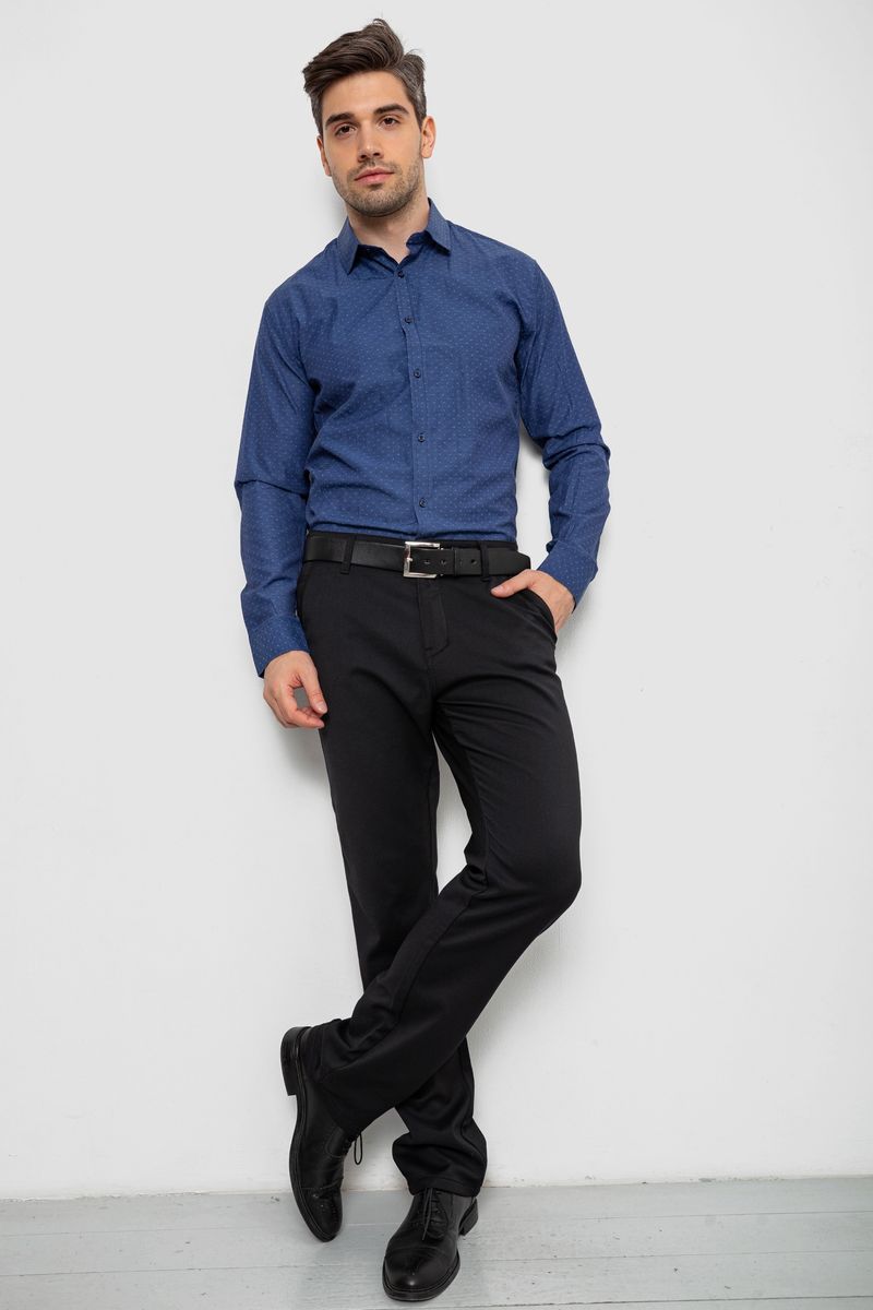 Сорочка чоловіча з довгим рукавом, колір синій, 214R838