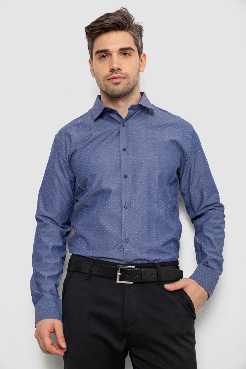 Сорочка чоловіча з довгим рукавом, колір джинс, 214R838