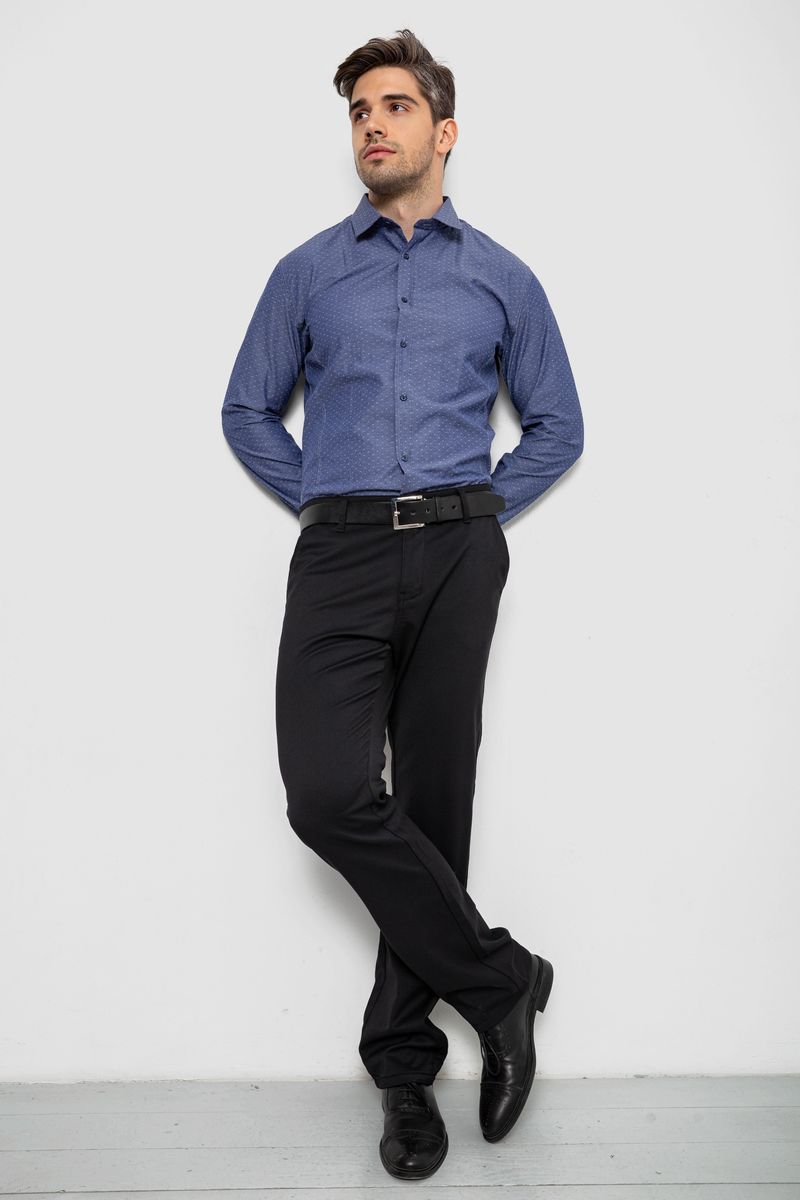 Сорочка чоловіча з довгим рукавом, колір джинс, 214R838