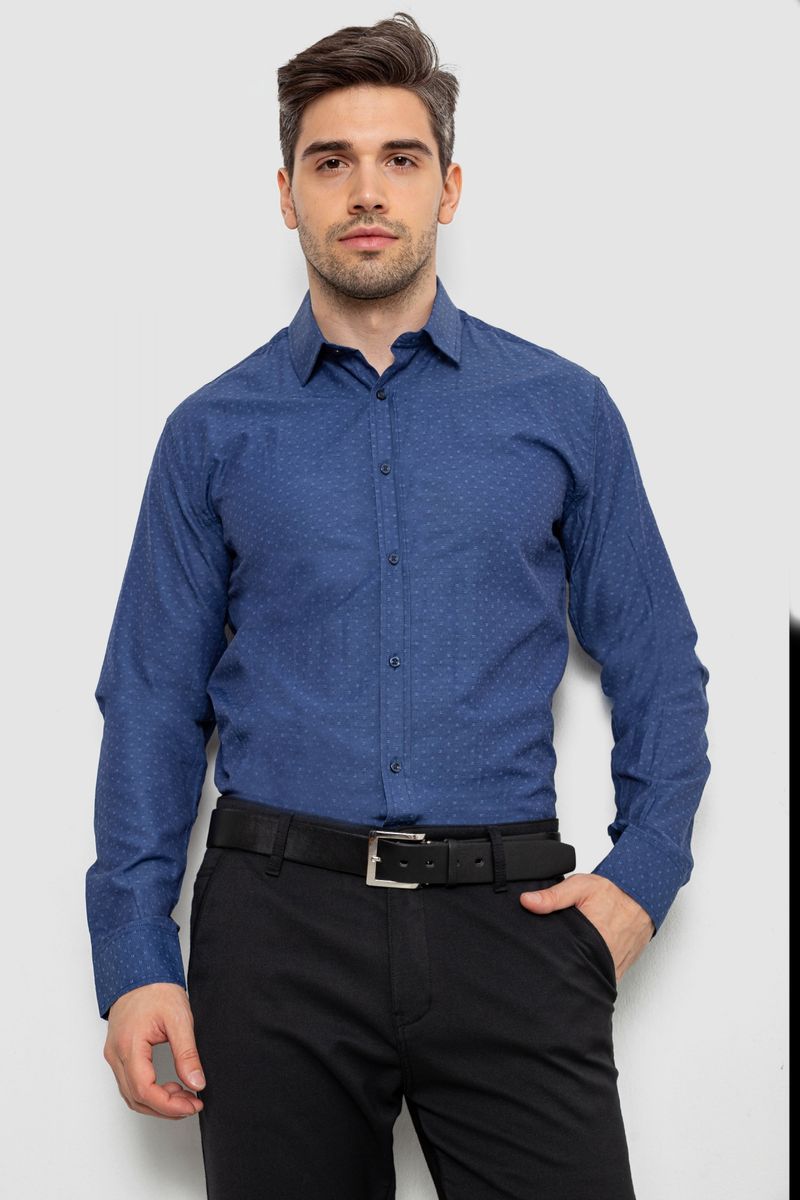 Сорочка чоловіча з довгим рукавом, колір синій, 214R838