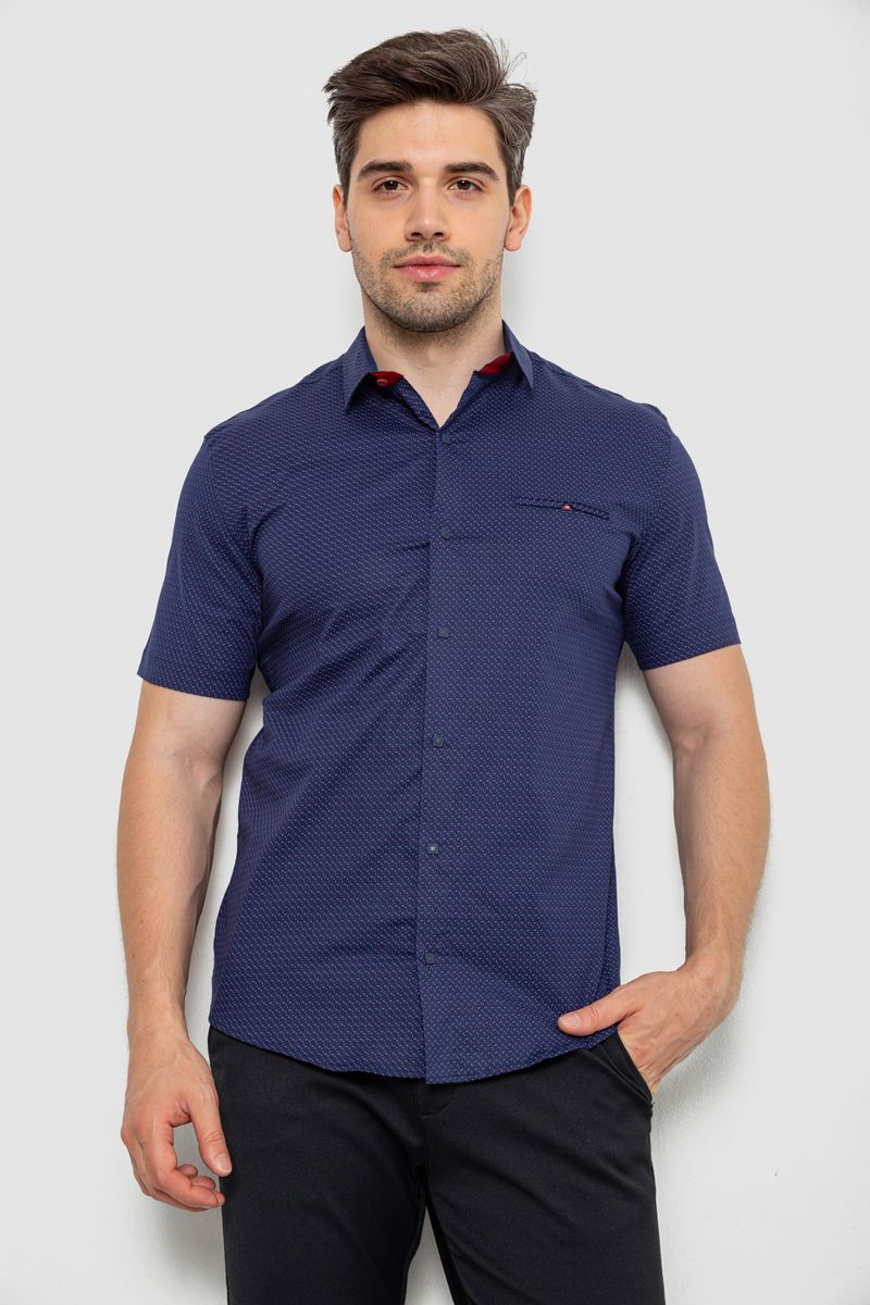 Сорочка чоловіча з принтом, колір синій, 214R7143