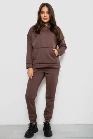 Спортивний костюм жіночий на флісі, колір коричневий, 257R85
