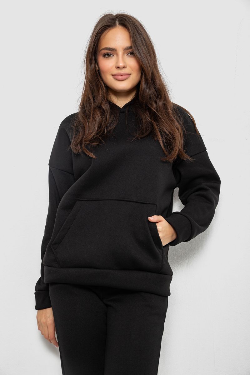 Спортивний костюм жіночий на флісі, колір чорний, 257R85 - Зображення 2