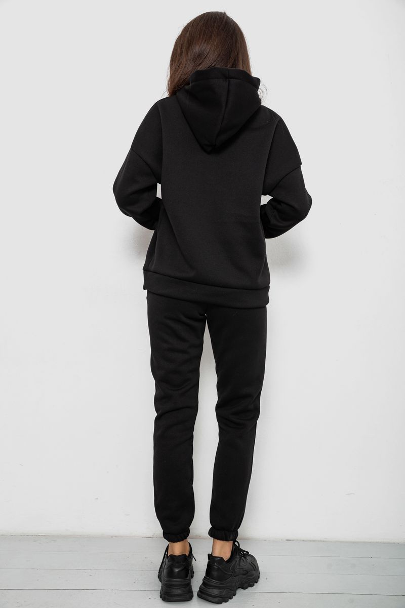 Спортивний костюм жіночий на флісі, колір чорний, 257R85 - Зображення 4