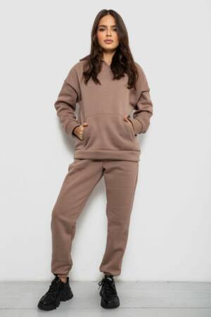 Спортивний костюм жіночий на флісі, колір темно-бежевий, 257R85