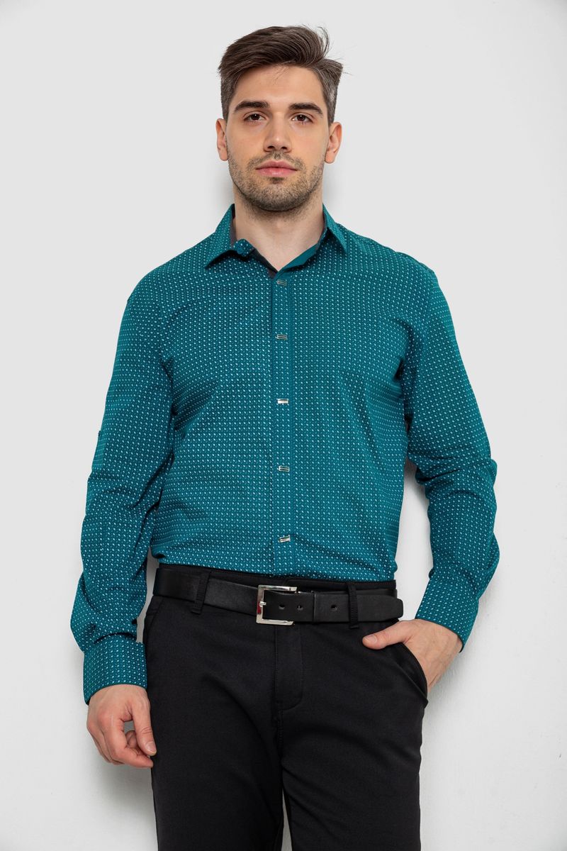 Сорочка чоловіча з довгим рукавом, колір зелений, 214R7470
