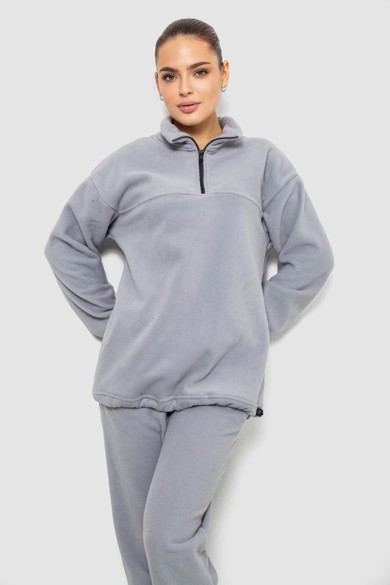 Спорт костюм жіночий на флісі, колір світло-сірий, 241R2007 - Зображення 2