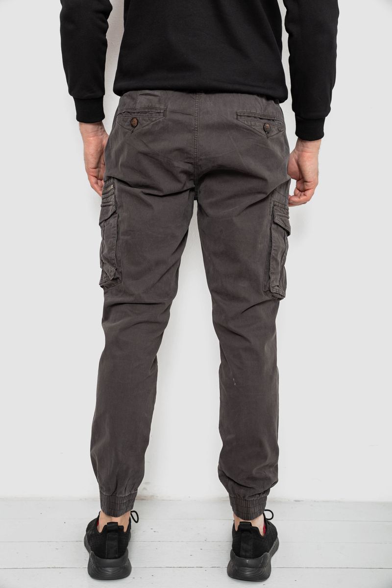 Штани чоловічі однотонні, колір сірий, 244R1641 - Зображення 4