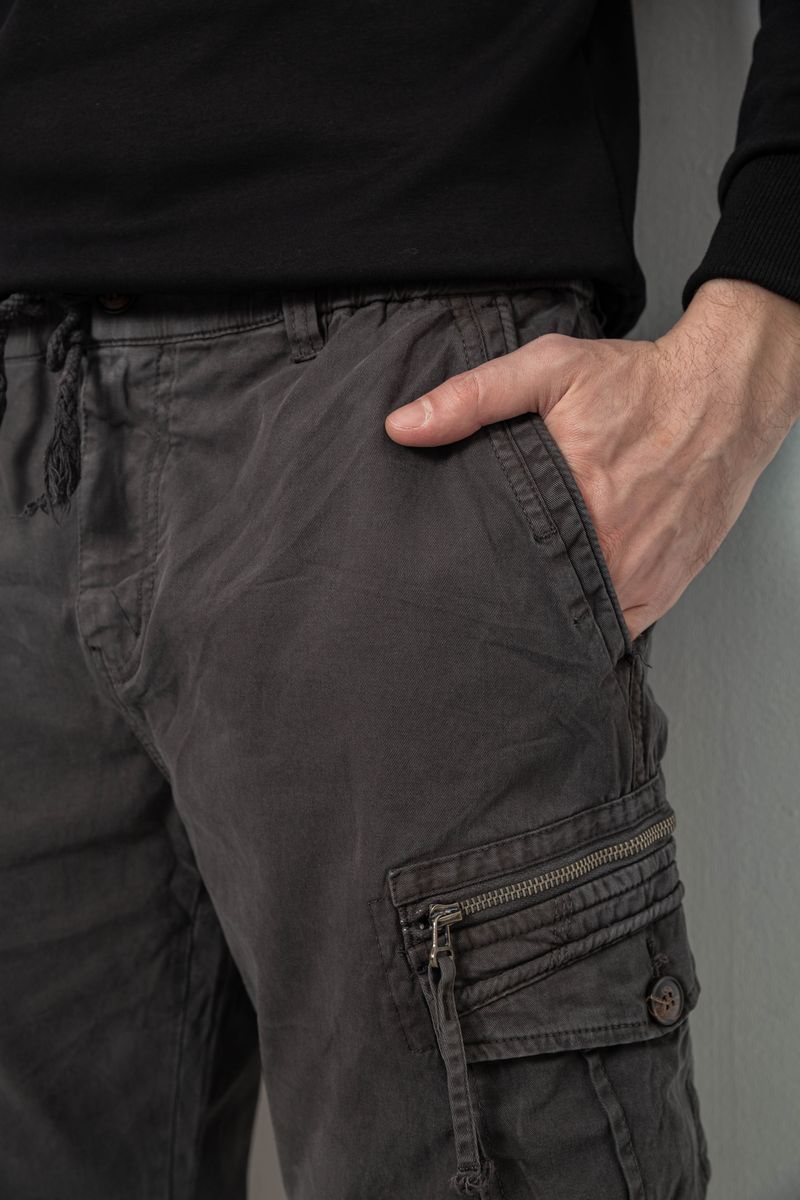 Штани чоловічі однотонні, колір сірий, 244R1641 - Зображення 5