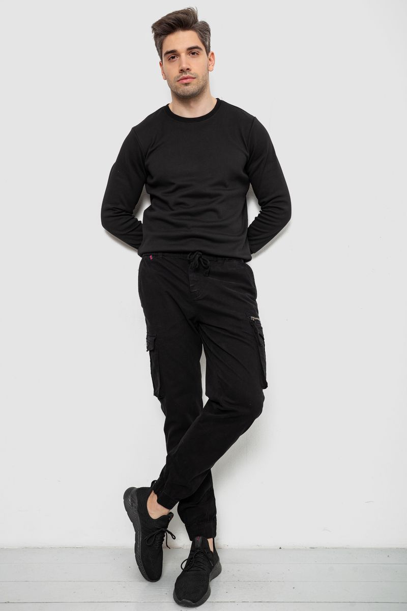 Штани чоловічі однотонні, колір чорний, 244R1641