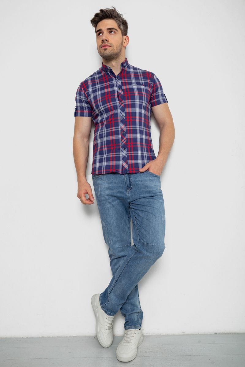 Сорочка чоловіча в клітинку, колір синьо-червоний, 214R0113