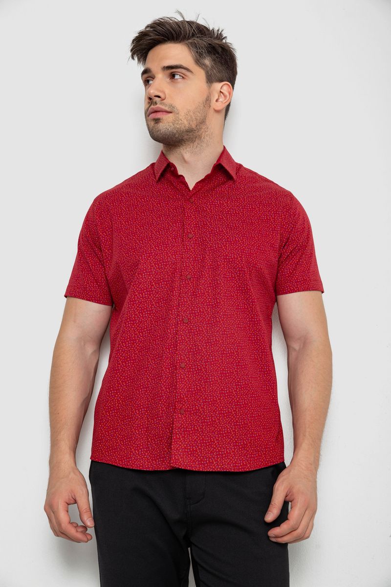Сорочка чоловіча з принтом, колір червоний, 214R7339-1