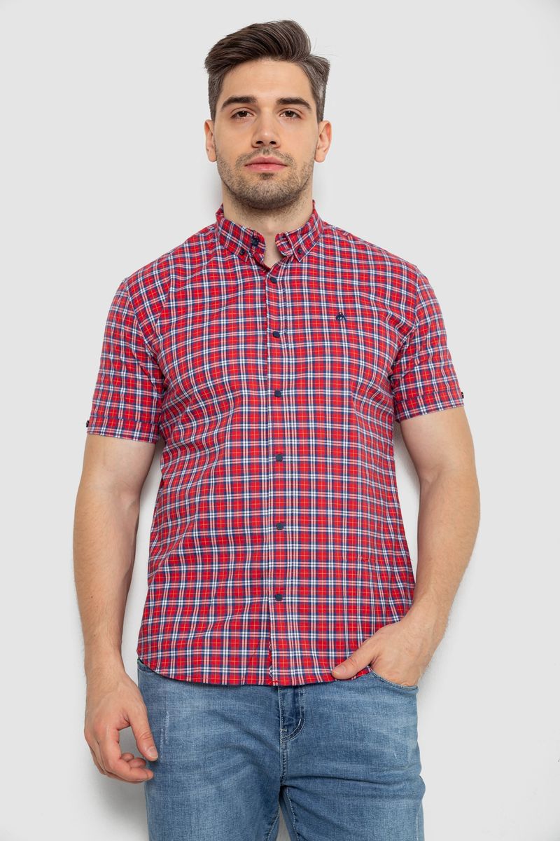 Сорочка чоловіча в клітку, колір червоний, 214R2445-6